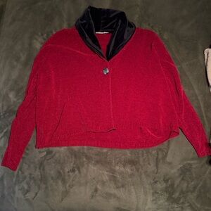 Vintage knitted women’s red with Black Collar cardigan